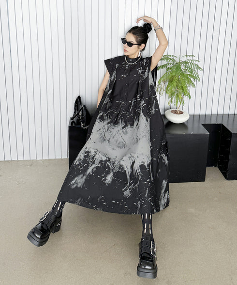 French Sleeve Print Dress